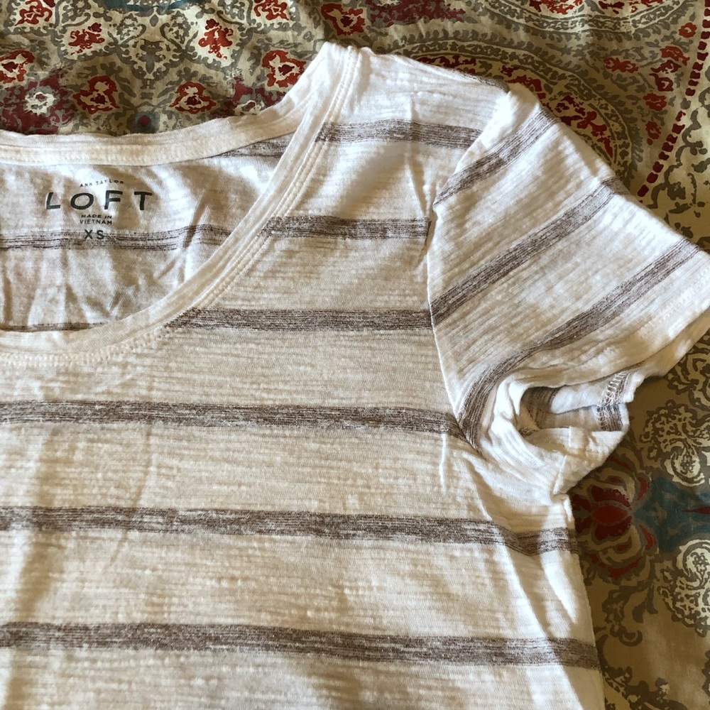 LOFT XS sparkle striped tee